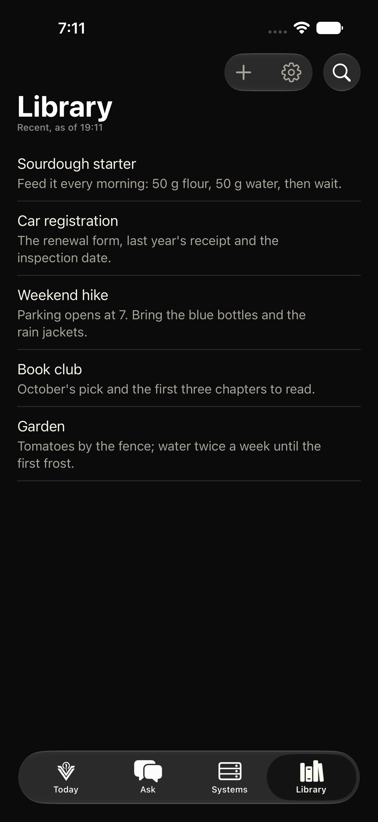 iPhone, library screen, dark appearance