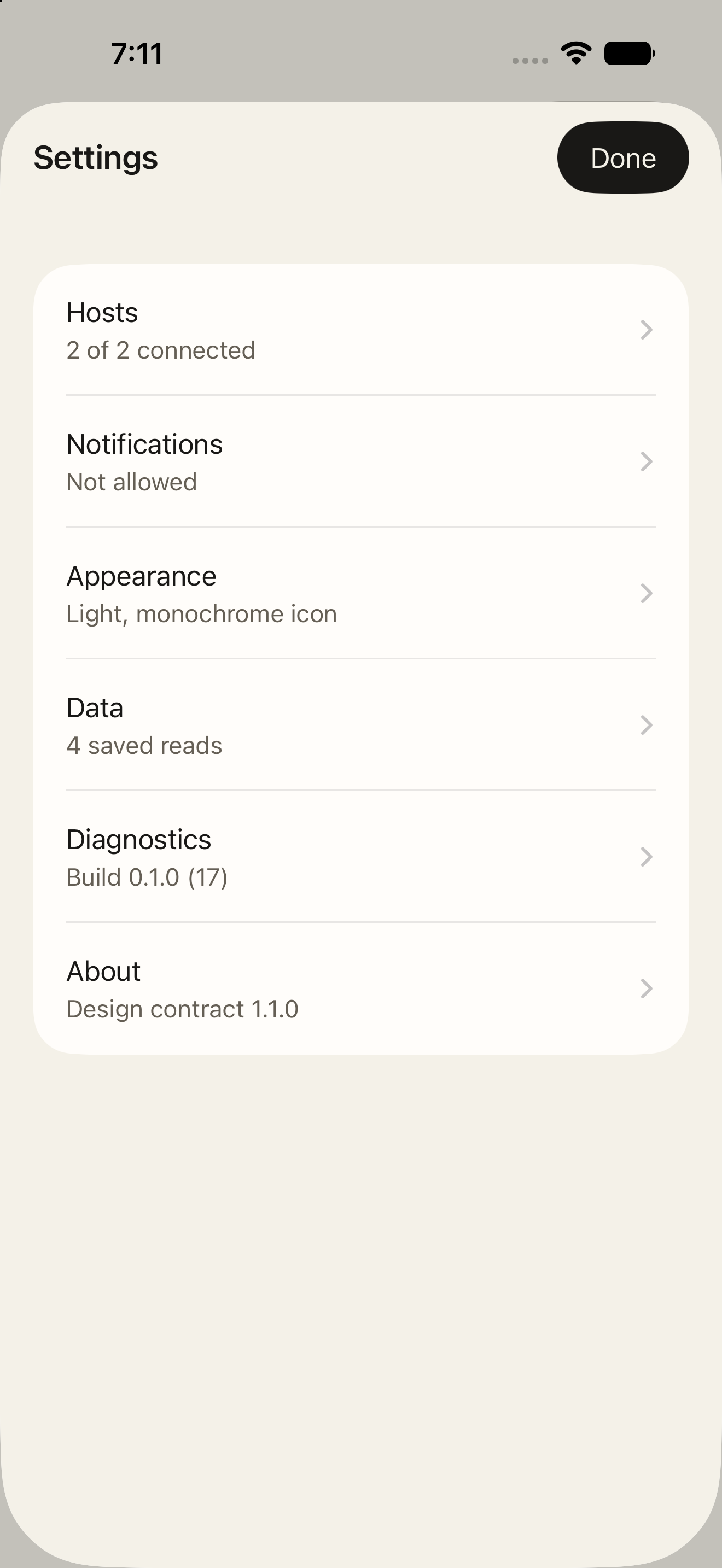 iPhone, settings screen, light appearance